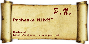 Prohaska Niké névjegykártya
